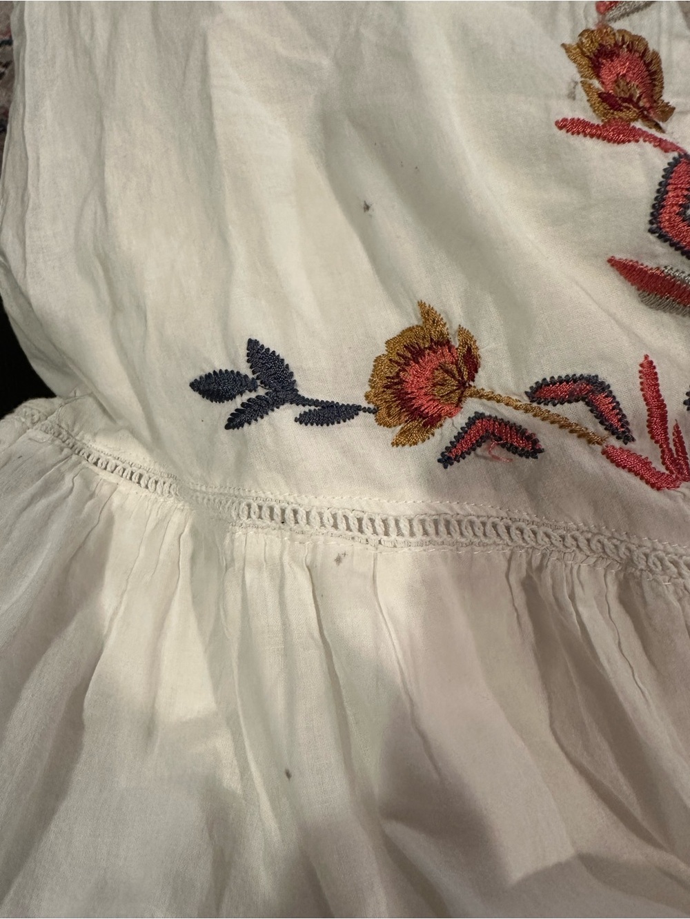 Free People Pavlo Cotton Embroidered Cottage Peasant Babydoll Cotton Dress L - Picture 10 of 11
